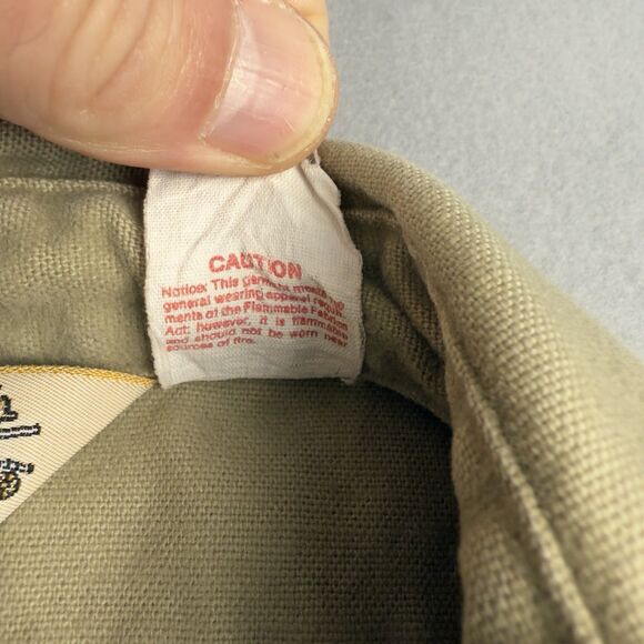 Vintage Cabela's Button Up Flannel Shirt (Sage) Mens Lg Chamois USA Made - Picture 6 of 13